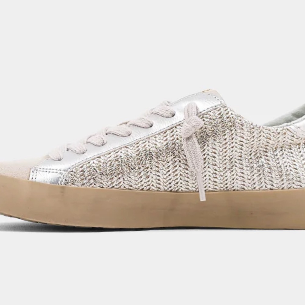 New shu shop Reba Silver and Beige Women's Sneakers size 8.5 - Picture 5 of 13